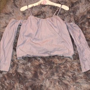 Off the shoulder light blue too